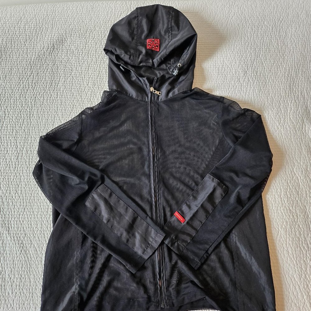 Black Mesh Jacket with Panel Accents